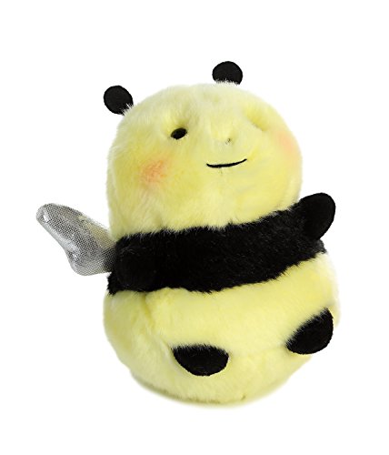 Aurora® Round Rolly Pet™ Bee Happy™ Stuffed Animal - Adorable Companions - On-The-Go Fun - Yellow 5 Inches