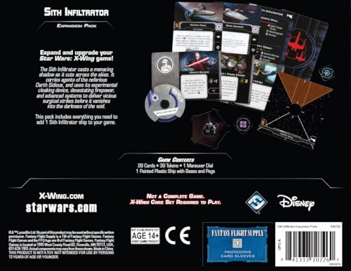Star Wars X-Wing 2Nd Edition Miniatures Game Sith Infiltrator Expansion Pack - Strategy Game For Kids & Adults, Ages 14+, 2 Play
