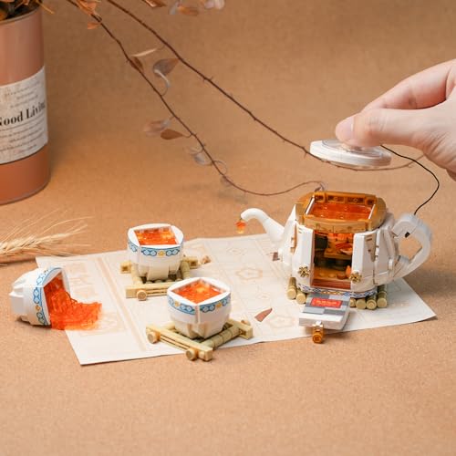 ENJBRICK Mini Building Blocks Teapot Kit for Adutls,Cute City Tea Shop Building Set for Girls 8-12 Years 690 pcs