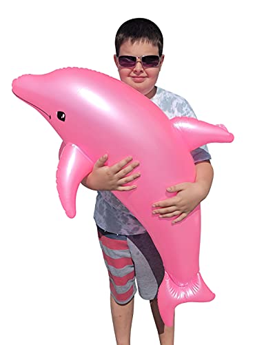 Huge 40' Pearlized Dolphin Inflate Inflatable Pool Toy Beach Poolside Aquatic Themed Decor Birthday Party Buffet Table Decoration (Pink - 1 Pack)