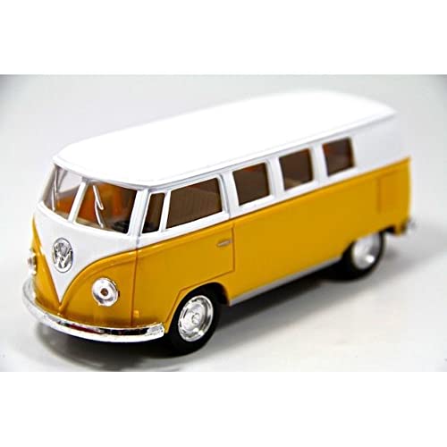 KiNSMART Set of 4 Classic 1962 Volkswagen Vans 1:32 Scale Metal Models - Green, Maroon, Red, Yellow