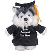 Plushland Plush Stuffed Animal Toys 8 Inches Present Gifts for Graduation Day Personalized Text Name or Your School Logo on Gown Best for Any Grad School Kids (Graduation Husky Black Gown)