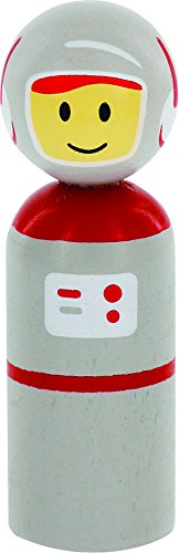 Wooden Stacker Toy Space Rocket - 6 Magnetic Stacking Pieces - Magnet Building Set with Surprise Astronaut Inside, Fun Hands On