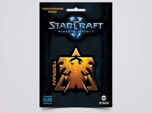 JINX Starcraft II: Wings of Liberty Terran Sticker, Gold, 2 Multi-Size Stickers