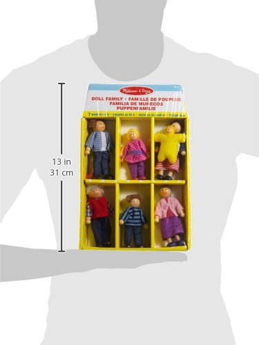 Melissa & Doug 7-Piece Poseable Wooden Doll Family For Dollhouse (2-4 Inches Each) - People Figures For Kids Ages 3+