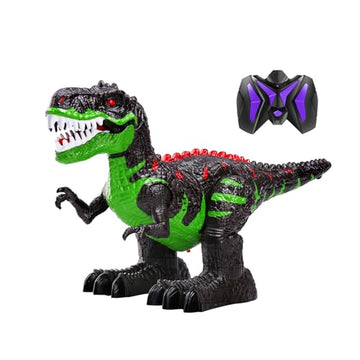 Remote Control Dinosaur T-rex Toys for Kids 3-5 Years, Rechargeable Electric Walking Robot Dinosaur with LED Lights & Sounds, Si
