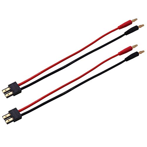BINYEAE FLASH HOBBY 2pcs T Male to 4.0mm Banana Plug Connector Adaptor Cable14AWG for Lipo Battery Balance Charging