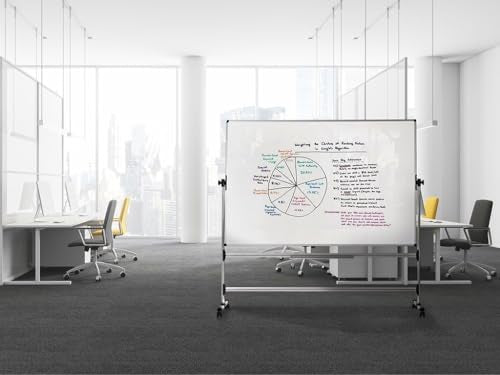MasterVision Earth Series 36 x 48 Reversible Double Sided Dry Erase White Board Easel, Mobile Rolling Whiteboard on Wheels, Repo