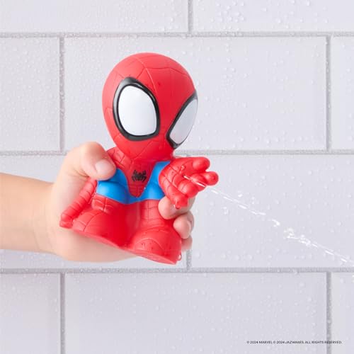 Marvel Spidey And His Amazing Friends Bath Toy Set - Spidey Wall Mount With Web Net And Four Bath Squirters