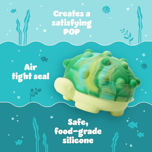 Munchkin® Pop Squish™ Bath Toy - Mold Free Sensory & Fidget Play, Turtle & Pufferfish, Small, Yellow/Green for Baby & Toddler