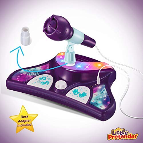Little Pretender Kids Karaoke Machine With 2 Microphones And Adjustable Stand, Music Sing Along With Flashing Stage Lights And Pedals For Fun Musical Effects