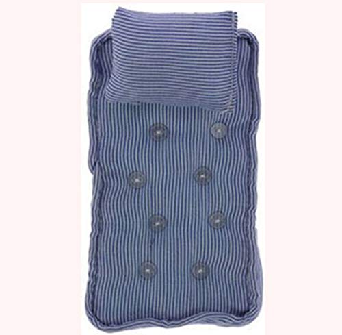 Handley House Dollhouse Miniature Single Mattress and Pillow in Blue & White Stripe