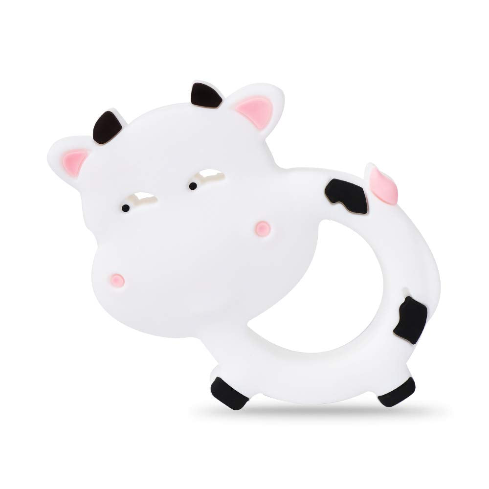 Amazingm Cow Sensory Chew Teether For Boys And Girls,Food Grade Silicone Safety Pendant Chewy Teething Toy For Kids With Autism, Adhd,Oral Motor,Teething,Biting Needs
