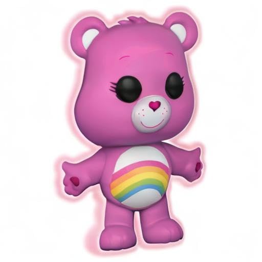 Funko Cheer Bear Chase Edition Vinyl Figure & Graphical Protector Bundle, Glow in the Dark, Model BCC9UP65