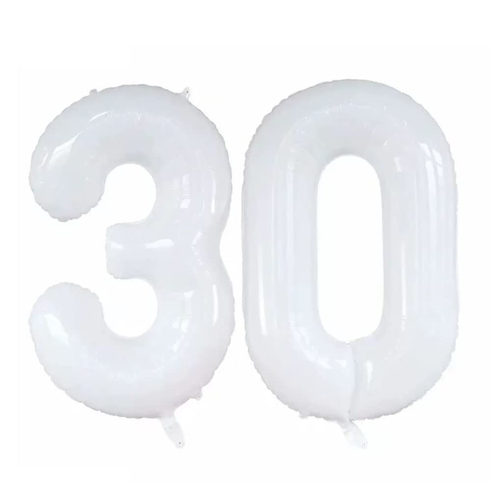 Goer Number 30 Balloons For 30Th Birthday Party Decorations,42 Inch Jumbo Foil Helium Balloons For 30Th Anniversary (White)
