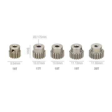 Kingval Replacement 5Pcs 48Dp 3.175Mm 16T 17T 18T 19T 20T Aluminium Pinion Motor Gear Compatible With 1/10 Rc Car Brushed Brushl