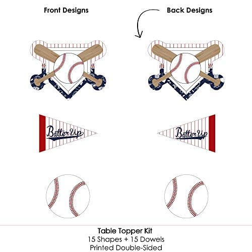 Big Dot Of Happiness Batter Up - Baseball - Baby Shower Or Birthday Party Centerpiece Sticks - Table Toppers - Set Of 15