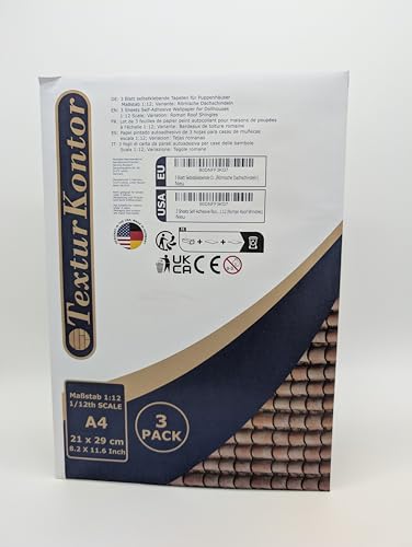 3 Sheets Self-Adhesive Roof Tiles And Shingles For Dollhouses Scale 1:12 (Roman Roof Shindles)