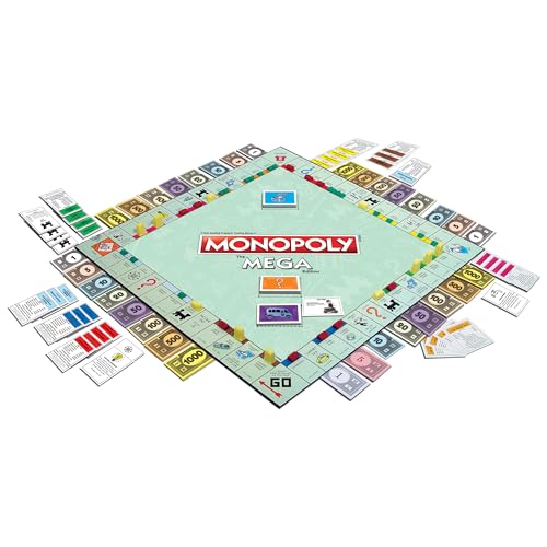 Hasbro Monopoly The Mega Edition - Fast-Paced Game for 2-8 Players, Ages 8+, Multicolor, Model 1104, Plastic Material