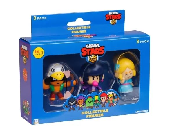 BRAWL STARS Brawl Figure 3-Pack, Model BRW2021, Plastic, Various Colours
