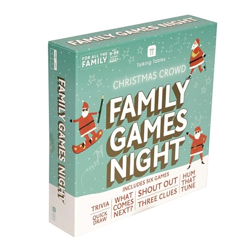 Talking Tables Christmas Family Games Night, Six Games, After Dinner Party, Fun Travel Pocket Games For Kids, Card Games For Adults, Present, Family Board Game, Gift, Secret Santa, Age 9+
