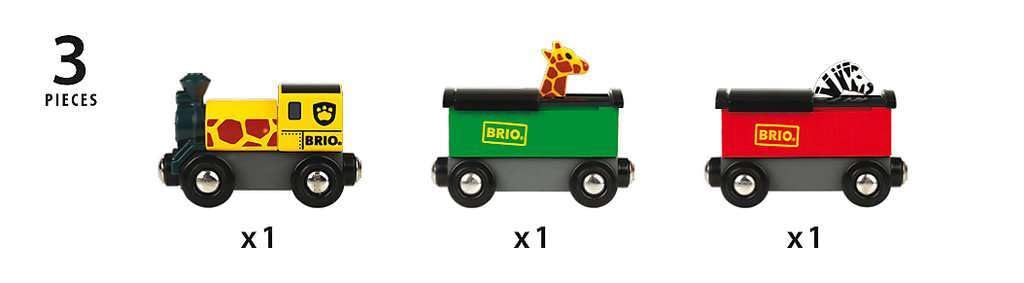 Brio World - 33722 Safari Train | Interactive Toy Train Set For Kids Age 3 And Up | Environmentally Conscious | Engine And Animal Wagons Included
