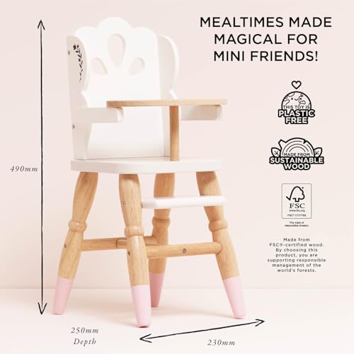 Le Toy Van - Educational Wooden Toy Role Play Beautiful Doll High Chair | Girls Pretend Play Toy Pram Playset - for Ages 3+ (TV6