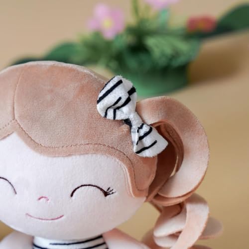 Gloveleya Baby Dolls Soft Snuggly First Baby Girl Gifts Plush Doll with Light Skin & Zebra Dress 12inches Animal Series