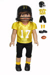 Yellow and Black Football Outfit 6pc for 18-Inch Dolls | enhanced Quality & Trendy Design | Dolls Clothes