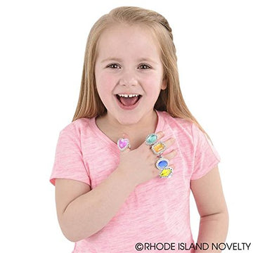 Rhode Island Novelty Plastic Jewel Rings, 24 Count Assortment