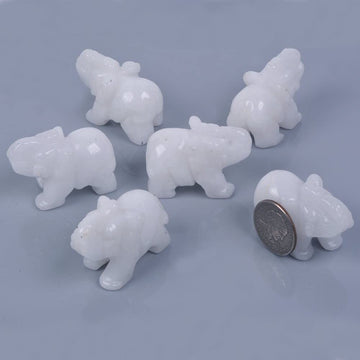Carved Natural White Quartz Gemstone Elephant Healing Guardian Statue Figurine Crafts 2 Inch