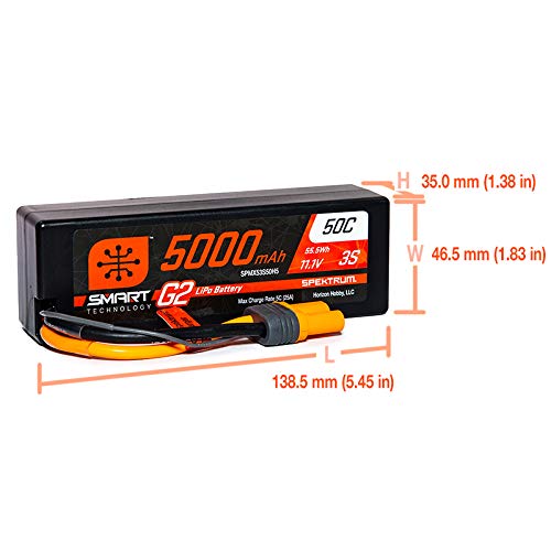 Spektrum 11.1V 5000mAh 3S 50C Smart LiPo G2 Hard Case: IC5, SPMX53S50H5