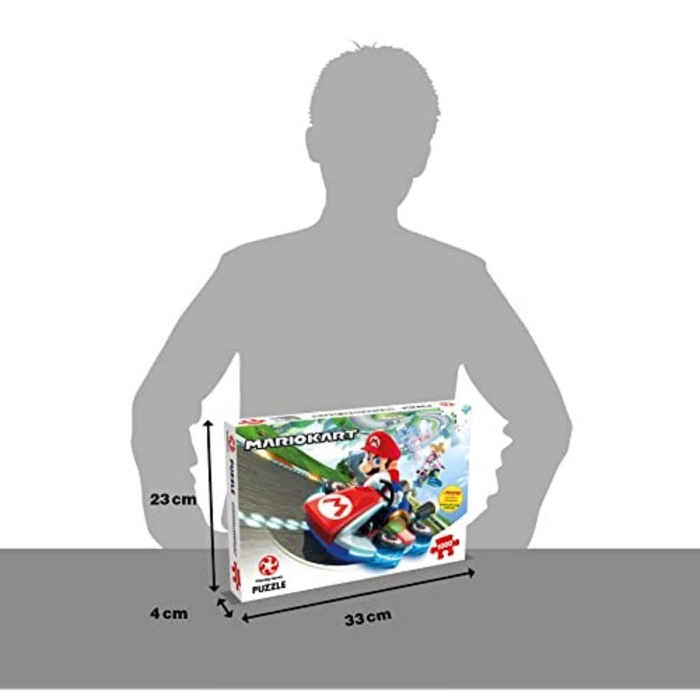 Winning Moves Mario Kart Funracer 1000 Piece Jigsaw Puzzle Game, Piece Together The Iconic Mario Kart Scene, Contains A Full-Sca