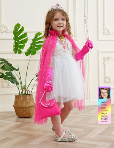 Sabbenia Princess Cape Set For 3-8 Year Old Holiday Gift For Little Girls Dress Up Christmas Halloween Costume(Yellow)