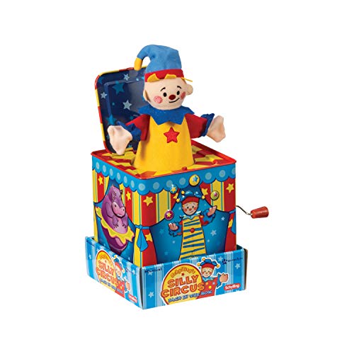 Schylling Silly Circus Jack In The Box - Classic Children'S Musical Toy - Colorful Embossed Tin Box And Friendly Plush - Age 18 Months And Up