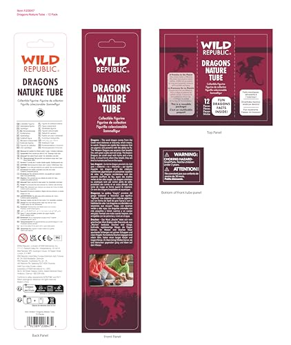 WILD REPUBLIC Dragon Figurines Tube - 12 Resin Dragon Toys, 6 Poses, 13 Inches