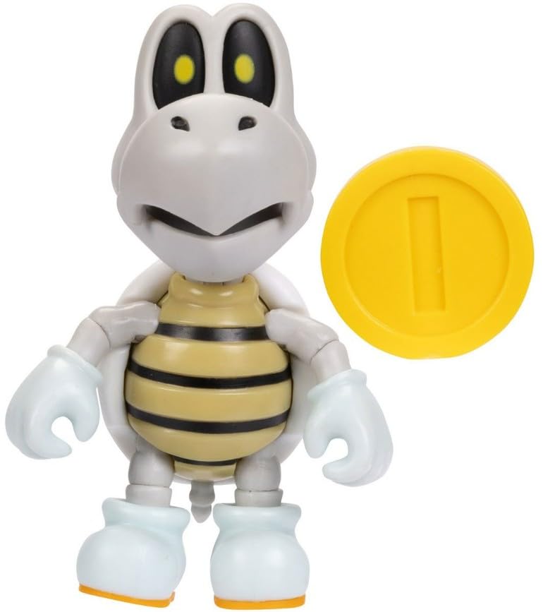 Super Mario Dry Bones Action Figure, 4 Inch, with Coin