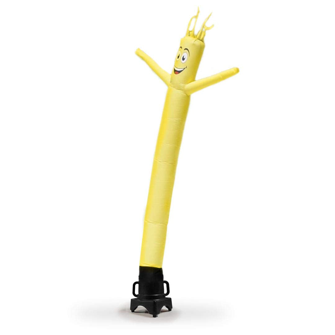 Yellow 8 Foot Tall Inflatable Tube Man Air Powered Waving Puppet, Air Blower Motor Included With 6Ft Solid Colored Dancer By Fea