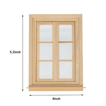Dollhouse Windows, Wooden Miniature Dollhouse Furniture Window Frame For Dolls Houses Decoration-1: 12 Scale
