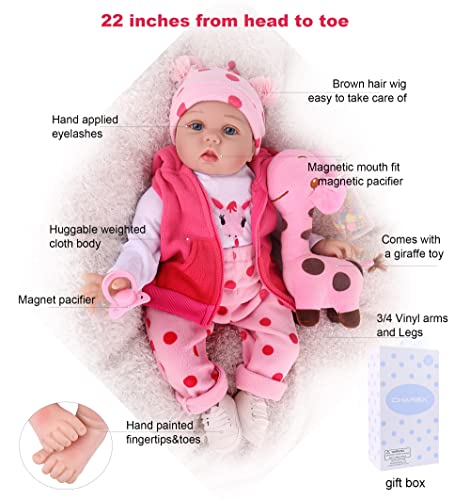Charex Reborn Baby Dolls - 22 Inches Realistic Newborn Soft Vinyl Baby Dolls Toy For Kids Age 3+