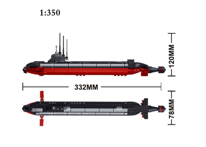 Sluban Building And Construction Blocks M38-B0391 Nuclear Submarine Building Block Construction Set (193 Bricks)
