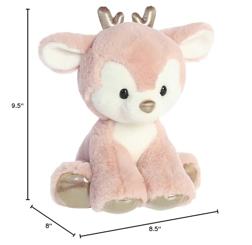 Aurora Festive Holiday Dashing Reindeer Stuffed Animal - Seasonal Cheer - Heartwarming Gifts - Rose Gold 13 Inches