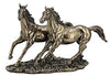 Us 11 Inch Cold Cast Bronze Color Sprinting Horses Figurine Statue Decor