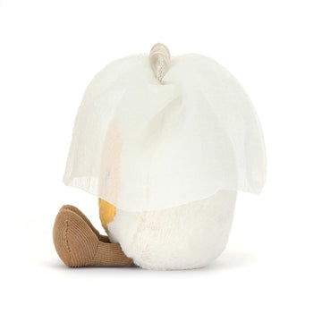 Jellycat Amuseables Boiled Egg Bride Plush Toy, 5.5" Yellow/White, Small Polyester Stuffed Animal - Fun Wedding Gift