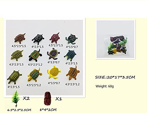 Animal Assorted Mini Plastic Figures Toy Set, Educational Party Cake Topper, Goody Bag Filler (12Pcs Small Tortoise)