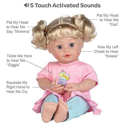 Adora My Cuddle & Coo Babies Collection, 15' Baby Doll With Sweet Powder Scent And 5 Touch Activated Sounds: She Cries, Coos, Giggles, Kisses Back & Says Momma Birthday Gift For Ages 3+ - Sweet Dreams