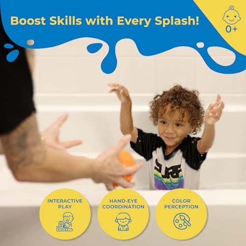Splashez Mold Free Bath Toys For Kids & Toddlers, Sealed No Hole Baby Bath Toys, Soft Durable Sport Balls Set, Float On Water, No Mold Design For Shower Tub Pool, Infant Babies Ages 0-1-3-6-12-18 Mo