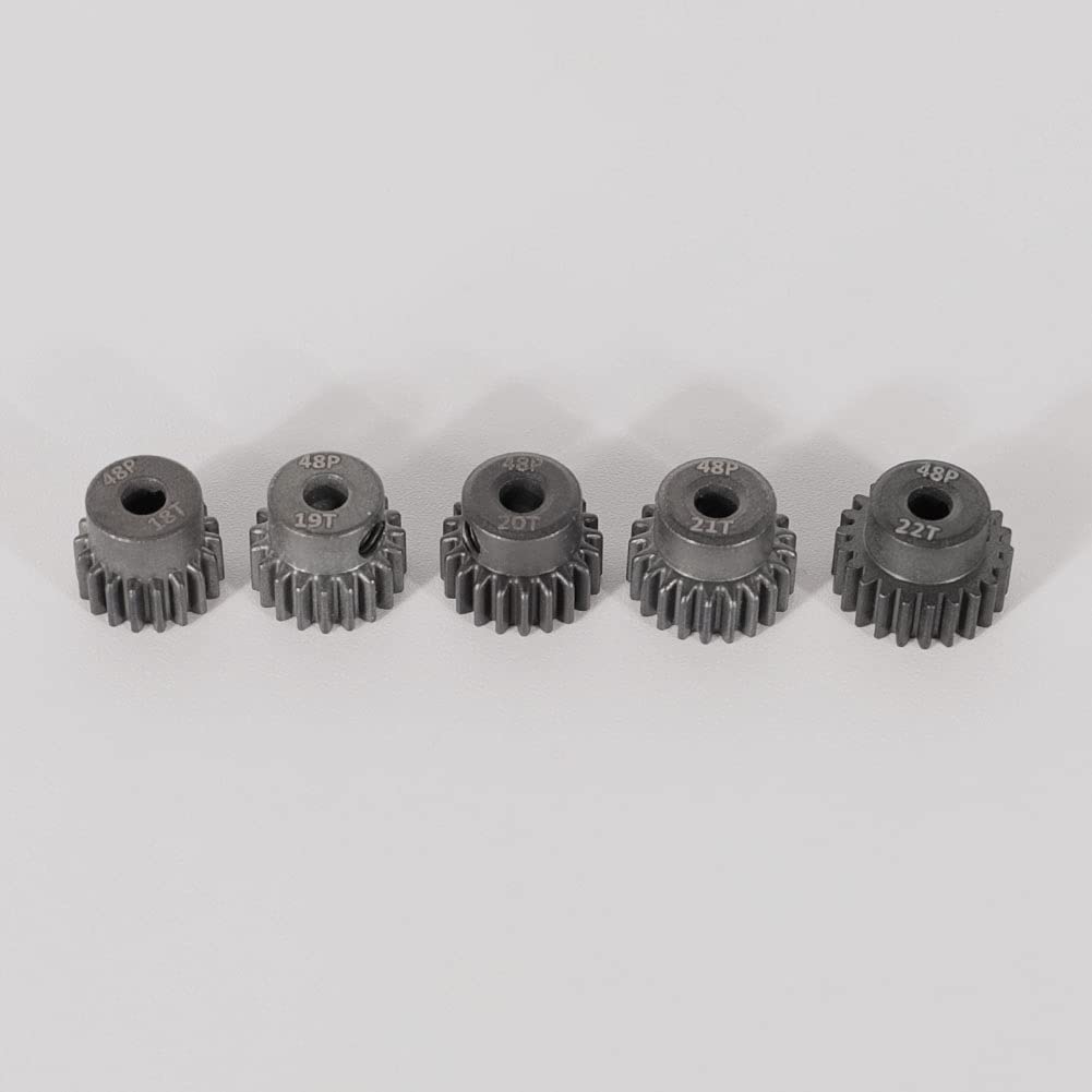 WEISHUJI 48P Pinion Gear Set, 3.175mm Shaft Hole 18T 19T 20T 21T 22T Pinion Gear with Screw Driver for Arrma HPI Kyosho Losi Axi