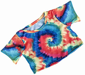 Rainbow Tie Dye Print T-Shirt Top Teddy Bear Clothes Fits Most 14'' - 18'' Build-A-Bear And Make Your Own Stuffed Animals