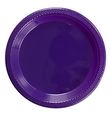 Exquisite 10 Inch. Purple Plastic Plates - 50 Count - Round Solid Color Disposable Plates -PurpleDinner Party Plates For All Occ